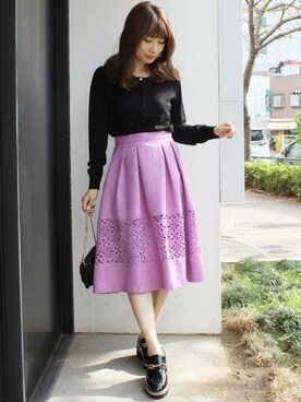 「MERCURYDUO（マーキュリーデュオ）のアイテム（その他シューズ）」を使った、尼子ゆいさん（レディース・158cm）の春コーディネート
