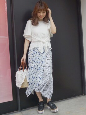 「MERCURYDUO（マーキュリーデュオ）のアイテム（その他シューズ）」を使った、尼子ゆいさん（レディース・158cm）の春コーディネート