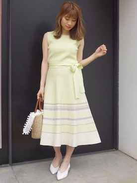 「MERCURYDUO（マーキュリーデュオ）のアイテム（パンプス）」を使った、尼子ゆいさん（レディース・158cm）の春コーディネート