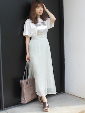 「MERCURYDUO（マーキュリーデュオ）のアイテム（トートバッグ）」を使った、尼子ゆいさん（レディース・158cm）の春コーディネート