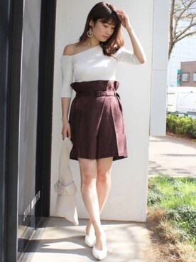 「MERCURYDUO（マーキュリーデュオ）のアイテム（パンプス）」を使った、尼子ゆいさん（レディース・158cm）の春コーディネート