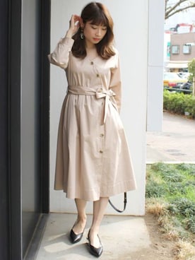「MERCURYDUO（マーキュリーデュオ）のアイテム（パンプス）」を使った、尼子ゆいさん（レディース・158cm）の春コーディネート