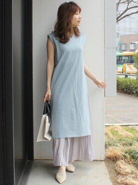 「MERCURYDUO（マーキュリーデュオ）のアイテム（トートバッグ）」を使った、尼子ゆいさん（レディース・158cm）の春コーディネート