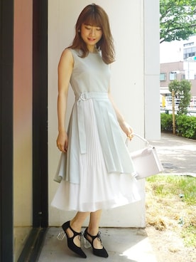 「MERCURYDUO（マーキュリーデュオ）のアイテム（パンプス）」を使った、尼子ゆいさん（レディース・158cm）の春コーディネート