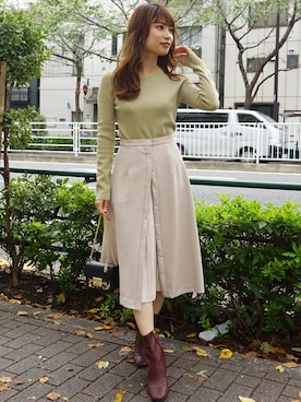 「アシメニット」｜尼子ゆいさん（レディース・158cm）の秋コーディネート