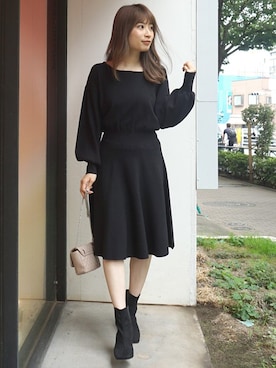 「ひざ丈ワンピース」｜尼子ゆいさん（レディース・158cm）の秋コーディネート