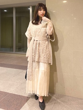 「MERCURYDUO（マーキュリーデュオ）のアイテム（その他シューズ）」を使った、尼子ゆいさん（レディース・158cm）の冬コーディネート