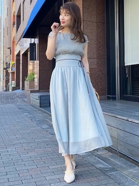 「MERCURYDUO（マーキュリーデュオ）のアイテム（パンプス）」を使った、尼子ゆいさん（レディース・158cm）の春コーディネート