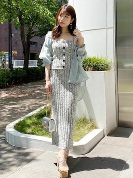 「MERCURYDUO（マーキュリーデュオ）のアイテム（アクセサリー）」を使った、尼子ゆいさん（レディース・158cm）の春コーディネート