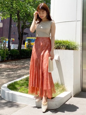 「MERCURYDUO（マーキュリーデュオ）のアイテム（アクセサリー）」を使った、尼子ゆいさん（レディース・158cm）の夏コーディネート