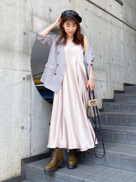 「MERCURYDUO（マーキュリーデュオ）のアイテム（帽子）」を使った、尼子ゆいさん（レディース・158cm）の夏コーディネート