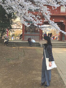 「花見」｜「アイテム（腕時計）」を使った、えび天さん（レディース・155cm）の春コーディネート