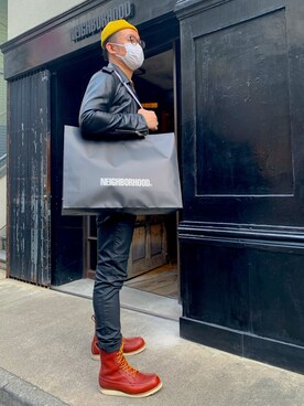 「SAINT LAURENT PARIS（サンローランパリ）のアイテム（ライダースジャケット）」を使った、alfred909さん（メンズ・183cm）の春コーディネート