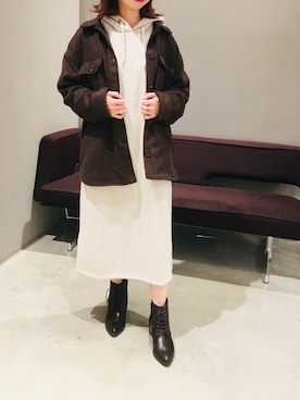 「パーカーワンピース」｜AYAさん（レディース・158cm）の秋コーディネート