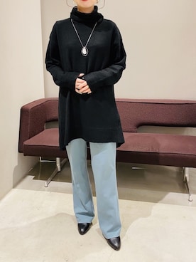 「タートルネック」｜「アイテム（チュニック）」を使った、AYAさん（レディース・158cm）の冬コーディネート
