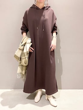 「パーカーワンピース」｜AYAさん（レディース・158cm）の秋コーディネート