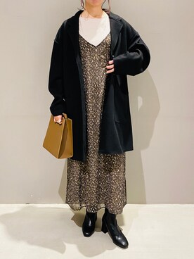 「キャミワンピ」｜「アイテム（チェスターコート）」を使った、AYAさん（レディース・158cm）の秋コーディネート