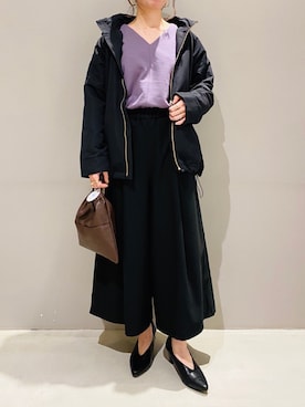 「キュロット」｜「アイテム（マウンテンパーカー）」を使った、AYAさん（レディース・158cm）の秋コーディネート