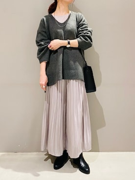 「スカーチョ」｜「アイテム（ブーツ）」を使った、AYAさん（レディース・158cm）の冬コーディネート