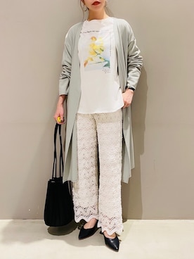 「スカラップ」｜「アイテム（ジャケット/アウター）」を使った、AYAさん（レディース・158cm）の春コーディネート
