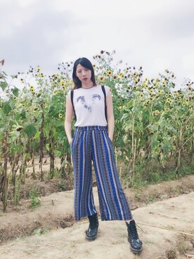 「NET（ネット）のアイテム（パンツ）」を使った、Lilian 莉莉安さん（レディース・162cm）の夏コーディネート