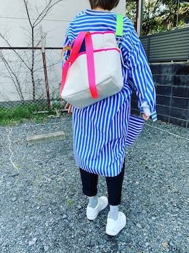 「100のアイテム（トートバッグ、ホワイト系）」を使った、comachiさん（レディース・163cm）の冬コーディネート