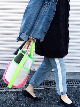 「100のアイテム（トートバッグ、その他）」を使った、comachiさん（レディース・163cm）の春コーディネート