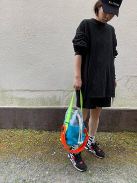 「100のアイテム（バッグ、ブルー系）」を使った、comachiさん（レディース・163cm）の夏コーディネート