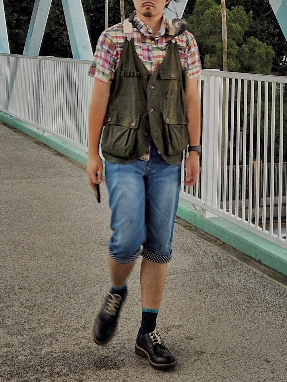 「game bags、Causeway bay、patchwork shirt、patchwork 」｜「Jungle Stormのアイテム（トップス、その他）」を使った、gnis  _nahcさん（メンズ・173cm）の秋コーディネートの1枚目の写真