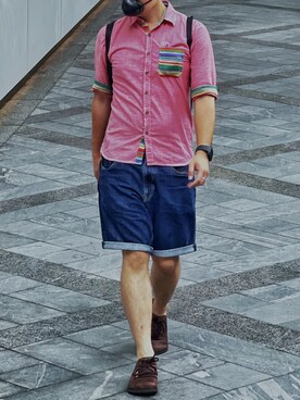 「Jungle Storm（ジャングルストーム）のアイテム（トップス）」を使った、gnis  _nahcさん（メンズ・173cm）の夏コーディネート