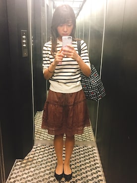 「Abercrombie&Fitch（アバークロンビーアンドフィッチ）のアイテム（スカート）」を使った、Naoko さん（レディース・156cm）の秋コーディネート