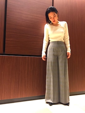 「デザインニット」｜ELENDEEK新宿ルミネ店さん（レディース・163cm）の冬コーディネート