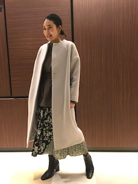 「ELENDEEK」｜「アイテム（ステンカラーコート）」を使った、ELENDEEK新宿ルミネ店さん（レディース・163cm）の秋コーディネート