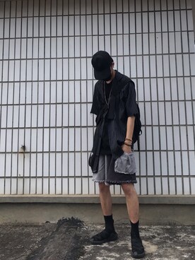 「TB有家博物馆のアイテム（テーラードジャケット、ブラック系）」を使った、Wyepさん（メンズ・180cm）の夏コーディネート