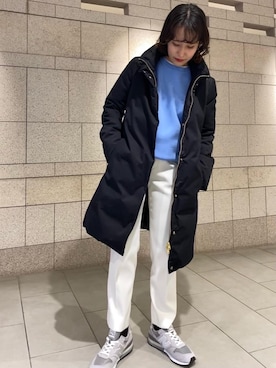 「WOOLRICH（ウールリッチ）のアイテム（ダウンジャケット/コート）」を使った、甲斐里奈さん（レディース・158cm）の冬コーディネート