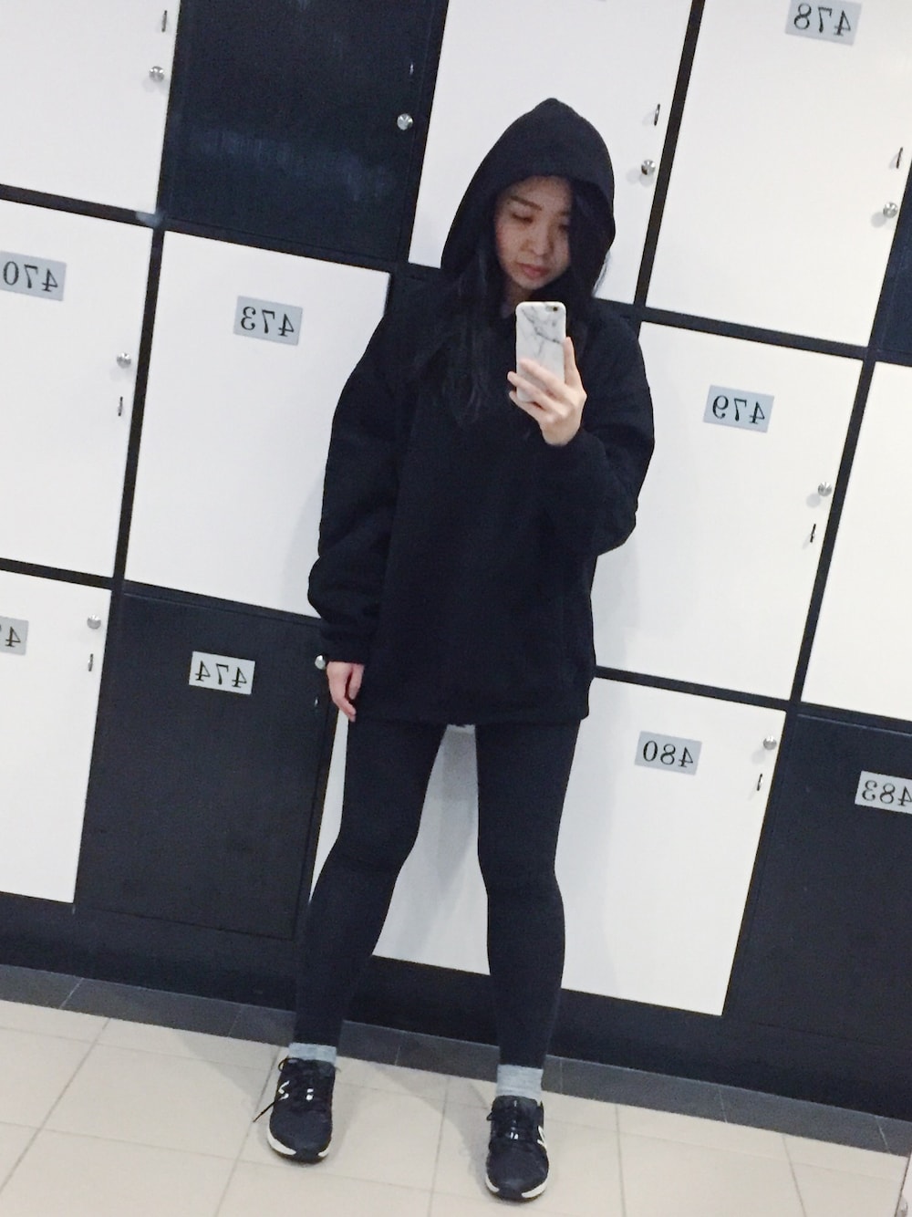 「gym、black、ootd、Taiwan、Taoyuan、fitness、comfortable」｜「GUのアイテム（トップス、ブラック系）」を使った、Chiu Boboさん（レディース・165cm）の春コーディネートの1枚目の写真