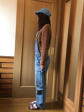 「爆弾ジョニーのアイテム（キャップ、ブルー系）」を使った、あめさんの春コーディネート