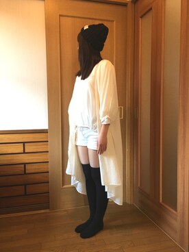 「Kastane（カスタネ）のアイテム（シャツ/ブラウス、ホワイト系）」を使った、あめさんの春コーディネート