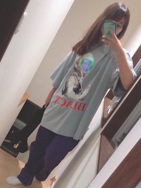 「L.H.P（エルエイチピー）のBLACX/ブラックス/メリーシリーズ　Tシャツ（Tシャツ/カットソー、ブルー系）」を使った、あめさんの夏コーディネート