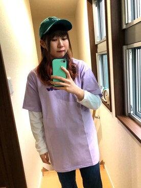 「HUF（ハフ）のESSENTIALS OG LOGO CV HAT　HUF CAP / ハフ キャップ（キャップ、グリーン系）」を使った、あめさんの春コーディネート