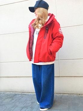 「AVIREX（アヴィレックス）のアイテム（ダウンジャケット/コート）」を使った、chihiroさん（レディース・151cm）の秋コーディネート