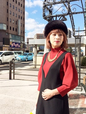 「OSMOSIS（オズモーシス）のアイテム（オールインワン・サロペット）」を使った、OSMOSIS大分 ORIEさん（レディース・169cm）の冬コーディネート
