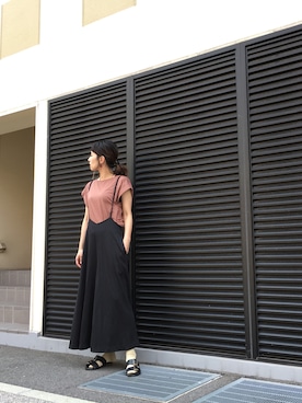 「OSMOSIS（オズモーシス）のアイテム（オールインワン・サロペット）」を使った、OSMOSIS大分 ORIEさん（レディース・169cm）の夏コーディネート