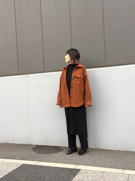 「OSMOSIS（オズモーシス）のアイテム（ステンカラーコート）」を使った、OSMOSIS大分 ORIEさん（レディース・169cm）の冬コーディネート