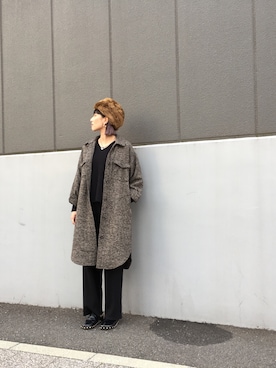 「OSMOSIS（オズモーシス）のアイテム（ステンカラーコート）」を使った、OSMOSIS大分 ORIEさん（レディース・169cm）の冬コーディネート