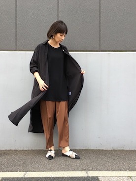 「OSMOSIS（オズモーシス）のアイテム（シャツワンピース）」を使った、OSMOSIS大分 ORIEさん（レディース・170cm）の秋コーディネート