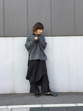 「OSMOSIS（オズモーシス）のアイテム（シャツワンピース）」を使った、OSMOSIS大分 ORIEさん（レディース・170cm）の冬コーディネート