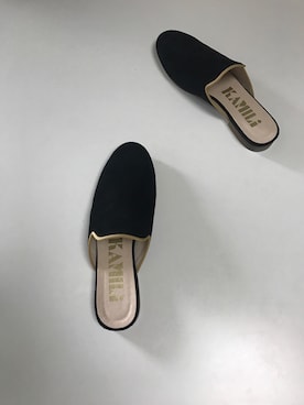 「KAMILI（カミリ）のアイテム（サンダル、ブラック系）」を使った、KAMILi tomoko ogawaさん（レディース・157cm）の春コーディネート