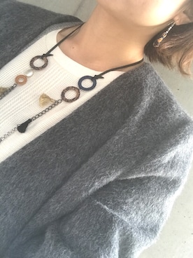 「KAMILI（カミリ）の[KAMILi / カミリ] ALPACA SHAGGY NO COLLAR COAT（チェスターコート、グレー系）」を使った、KAMILi tomoko ogawaさん（レディース・157cm）の春コーディネート