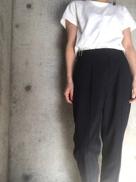 「KAMILI（カミリ）のアイテム（Tシャツ/カットソー、ホワイト系）」を使った、KAMILi tomoko ogawaさん（レディース・157cm）の春コーディネート